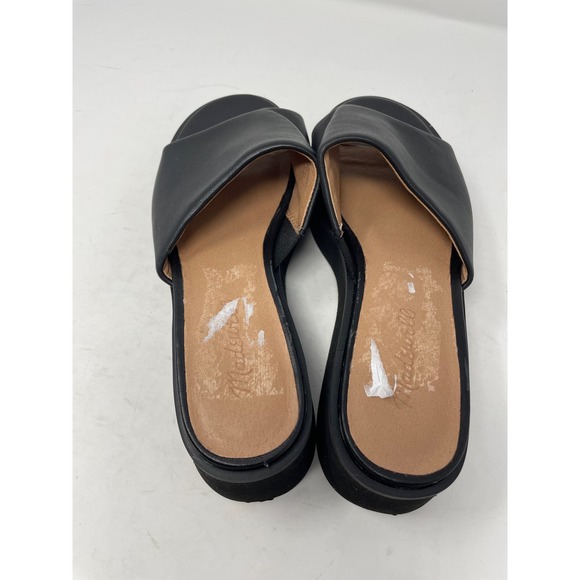 Madewell Women's Size 8.5 Slip On Open Toe Sandals Black Low Platform Wedge Heel - Picture 4 of 7